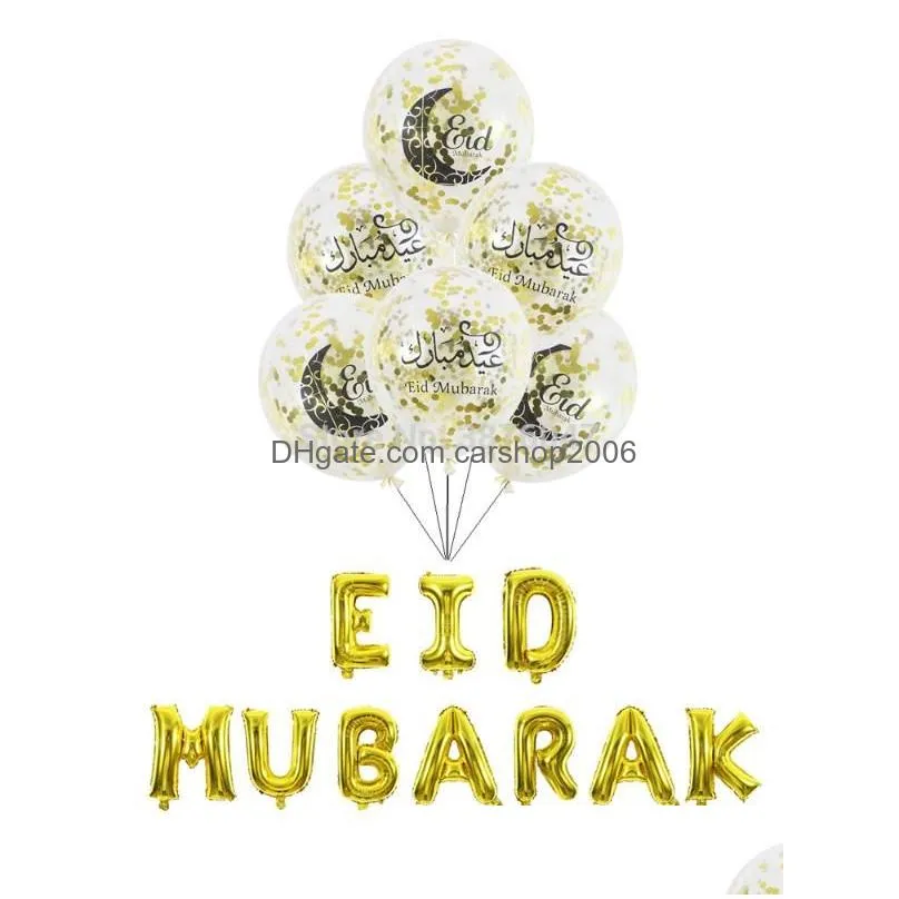 eid mubarak balloons happy eid balloons happy ramadan muslim festival decoration islamic year clear confetti3057