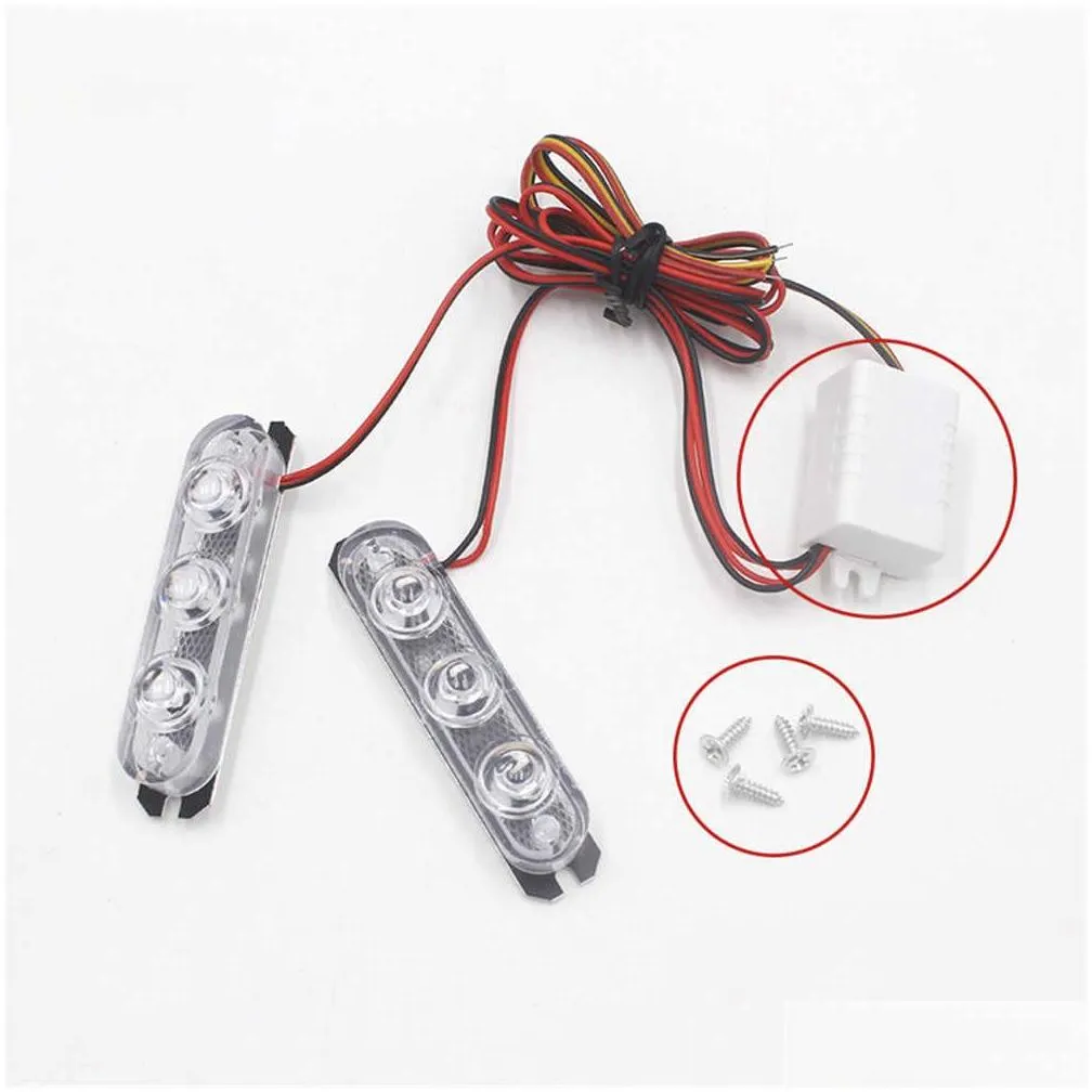 new 1 pair police lights led strobe lights flasher 3 led auto flash stroboscopes strobe light parking emergency warning signal light