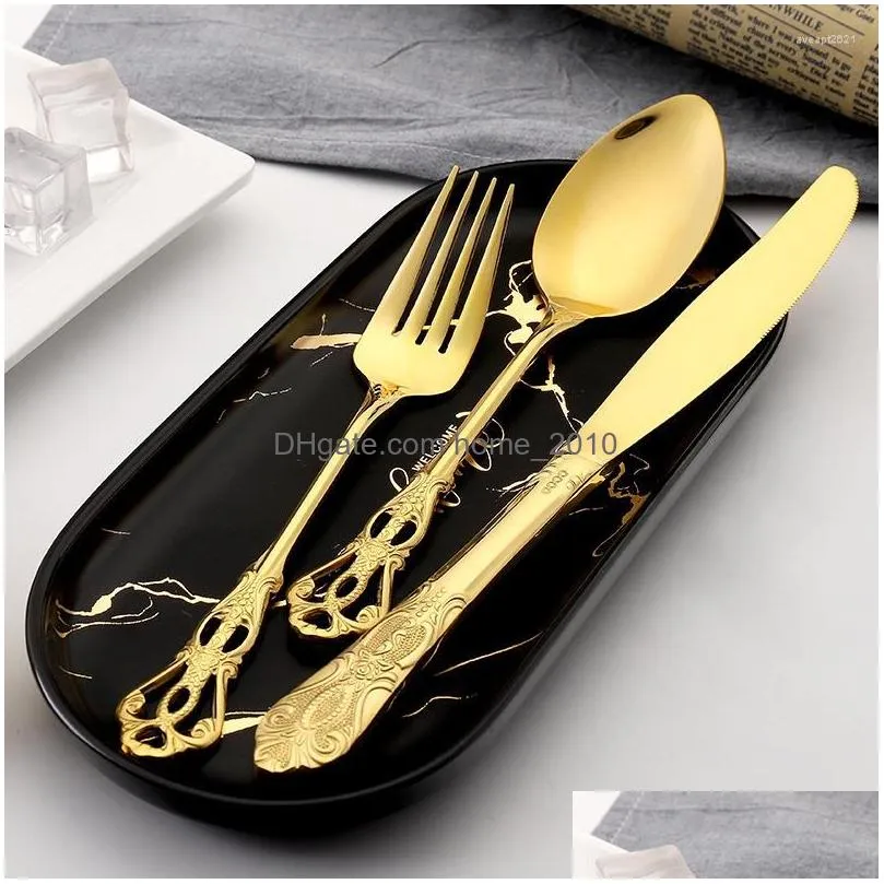 dinnerware sets 16pcs kitchen tableware cutlery set stainless steel knife fork spoon flatware cubiertos drop ship