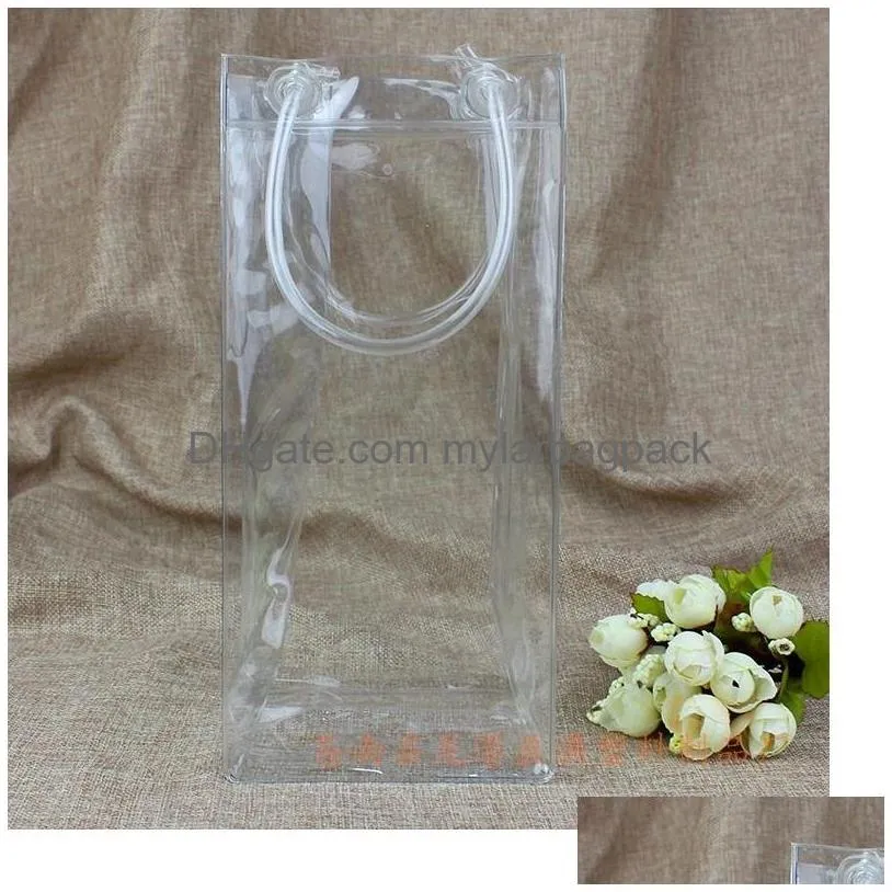 wholesale transparent pvc wine beer champagne drink cooler chiller drink pouch wine bottle ice bag for parties wa3188