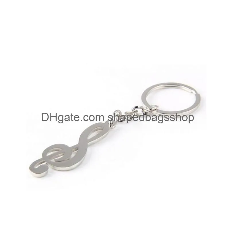 200pcs hot sale new key chain key ring silver plated musical note keychain for car metal music symbol key chains