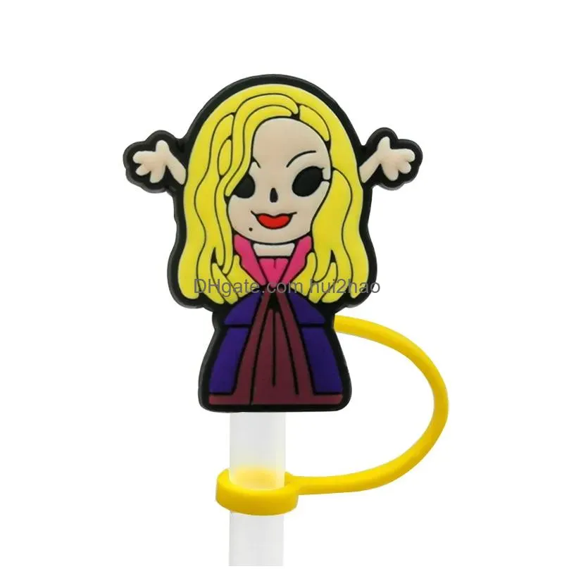 custom hocus pocus soft silicone straw toppers accessories cover charms reusable splash proof drinking dust plug decorative 8mm straw party