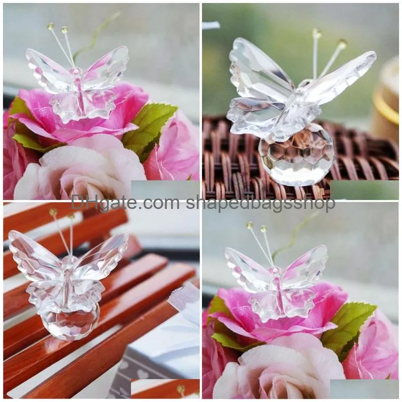 free shipping + choice crystal collection precious butterfly souvenir wedding decorations party favors promotional gift wholesale