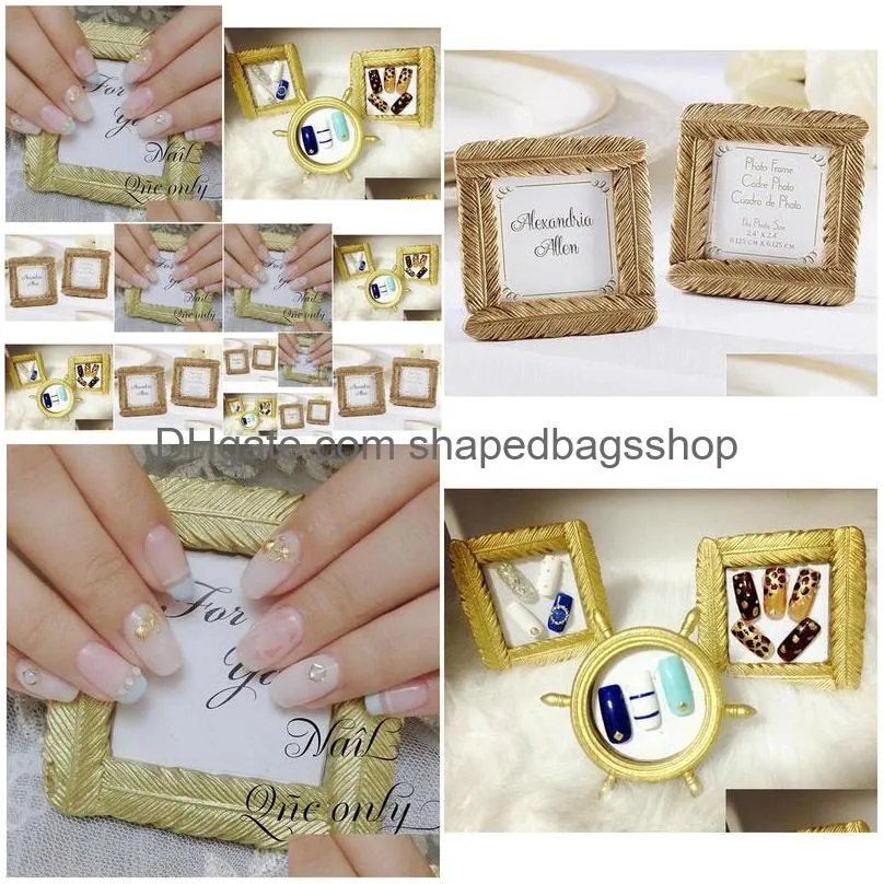 wedding favor and wedding gift--newest style resin gold feather frame baby shower favors photo frame w7367