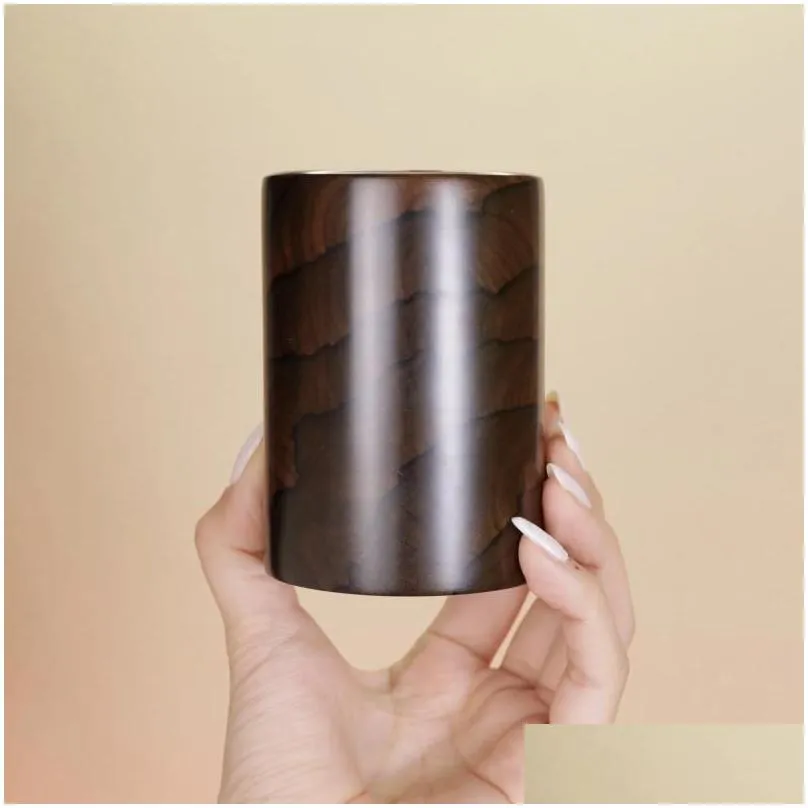 makeup brushes qiao lianggong handmade solid wood brush storage bucket pen black persimmon paint craft