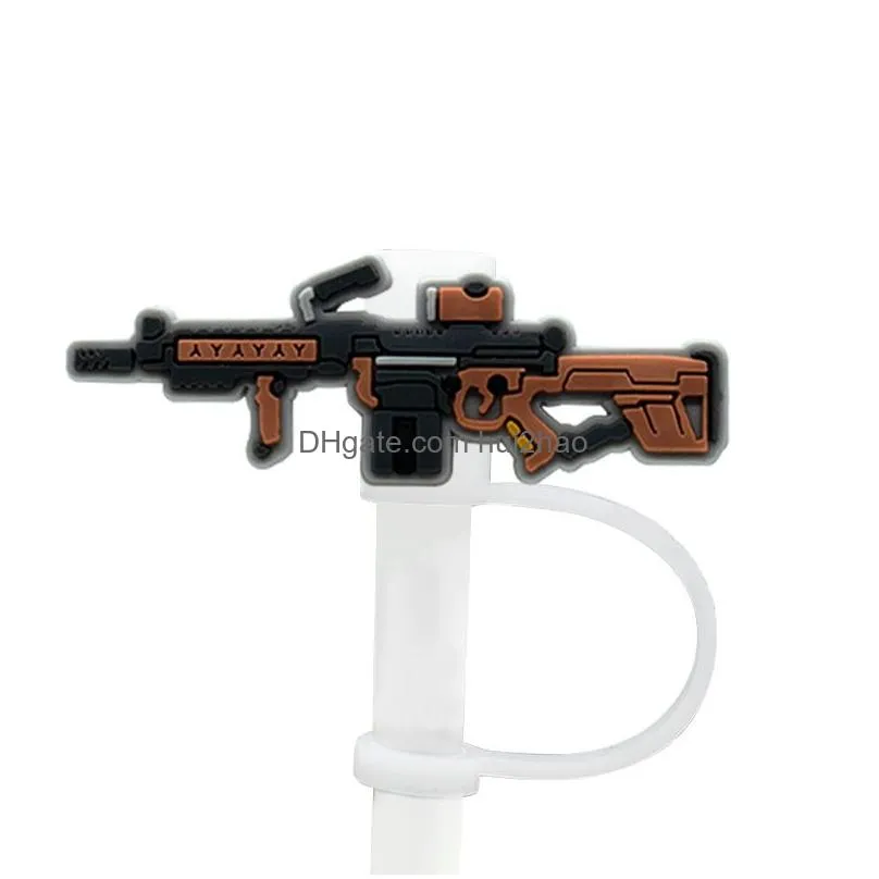 gun straw cover topper silicone accessories cover charms reusable splash proof drinking dust plug decorative diy your own 8mm straw
