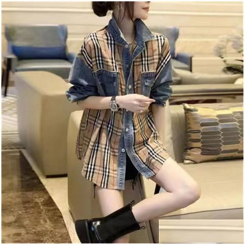 women`s blouses shirts women fashion plaid print shirt lady long sleeve blouse turn down collar button design casual tops