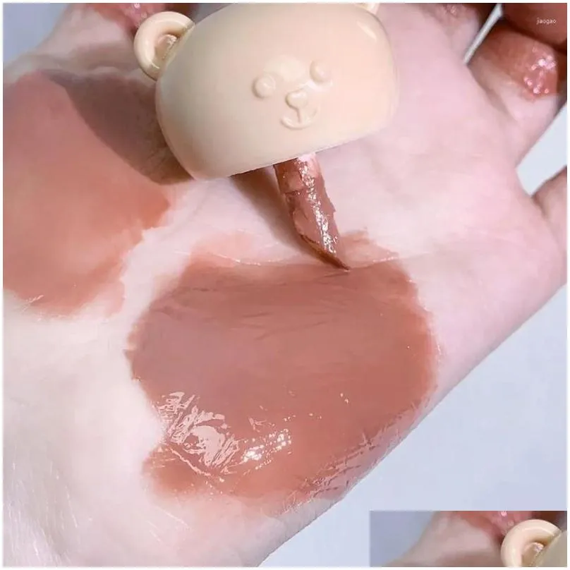 lip gloss korean cosmetics pink purple chubby bear glaze water light lipstick pumpkin velvet liquid makeup tool