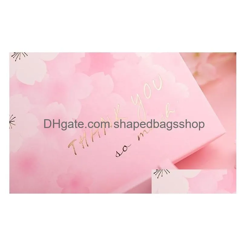pink cherry blossom cake candy  pastry packing box paper gift box handbag free shipping wb910