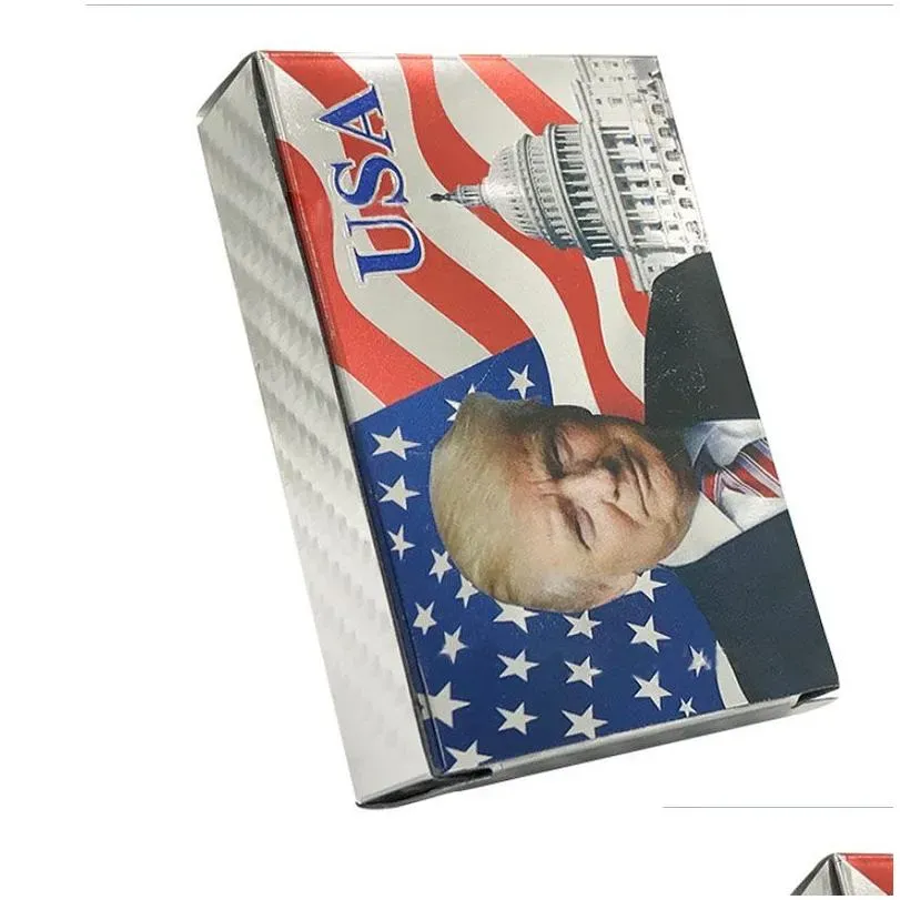 trump waterproof gold silver playing cards poker game plastic cards