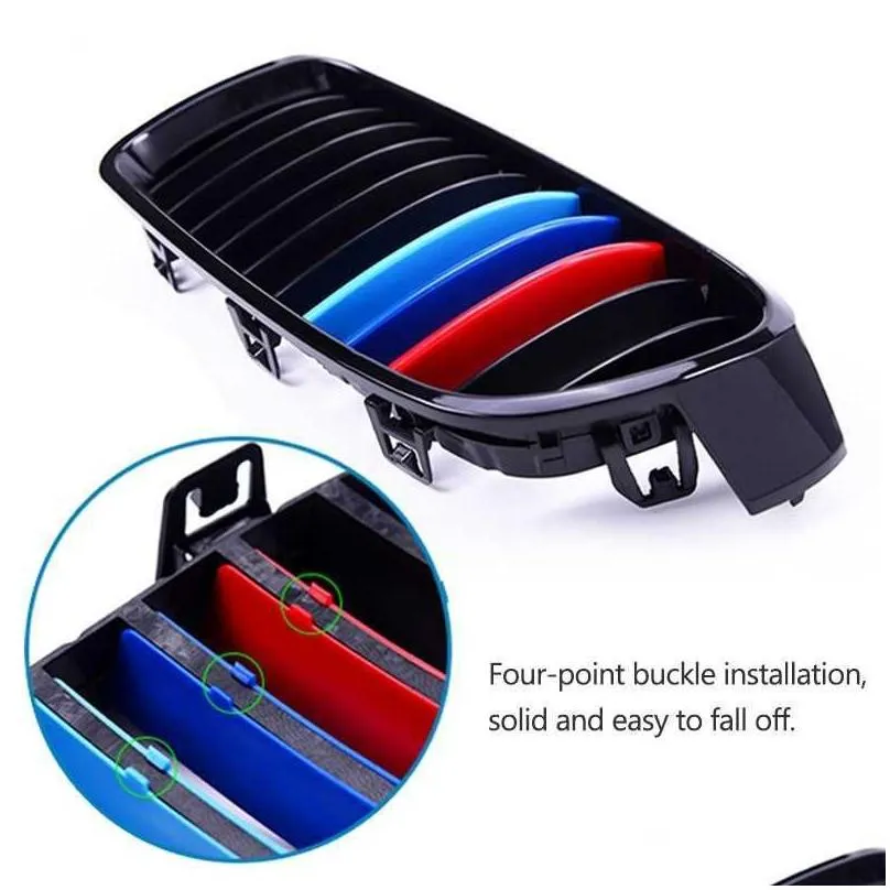 new 3pcs car front grille m power for bmw x1 e84 f48 x3 f25 g01 x4 f26 g02 x5 e70 f15 g05 x6 e71 f16 racing front grille trim strips