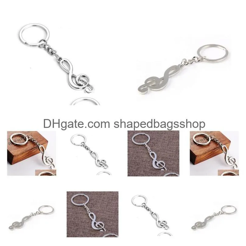 200pcs hot sale new key chain key ring silver plated musical note keychain for car metal music symbol key chains