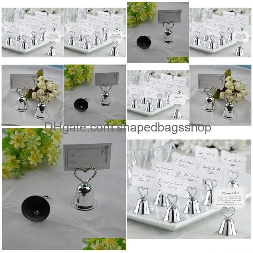 dhl free shipping fashion heart bell place card holder wedding favors table card holders wholesale wa4005