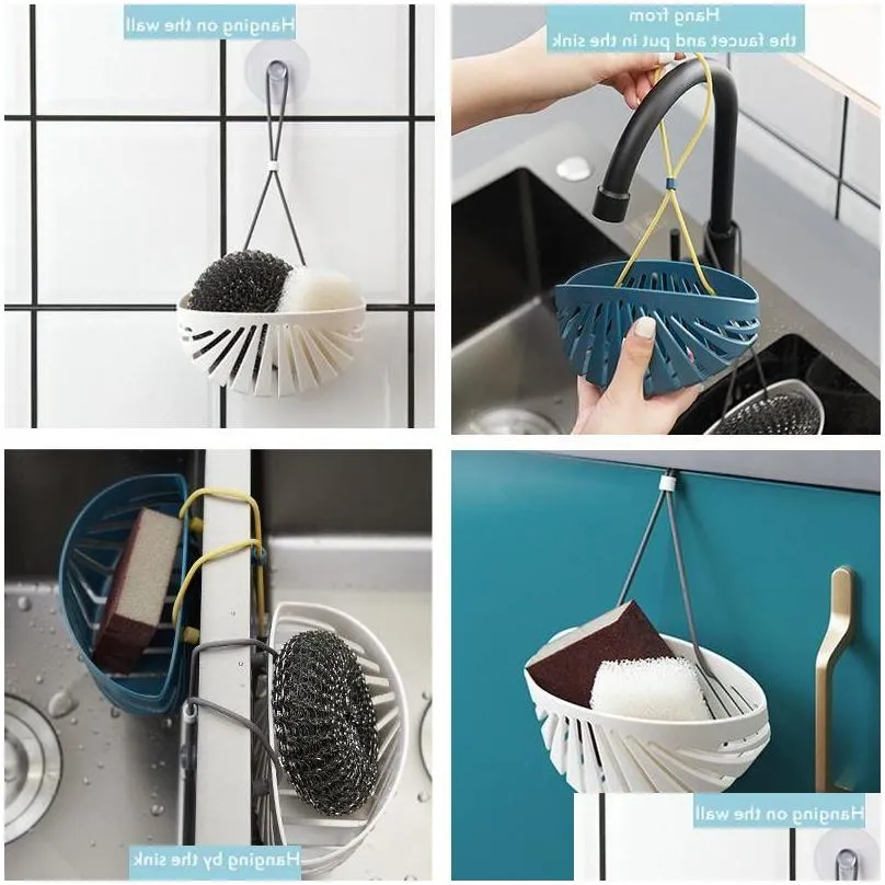 Other Home & Garden Fast Drain Sponge Holder For Kitchen Sink Scouring Pad Stand Basket Durable Storage Shell Organizers Drop Delivery Otr9L