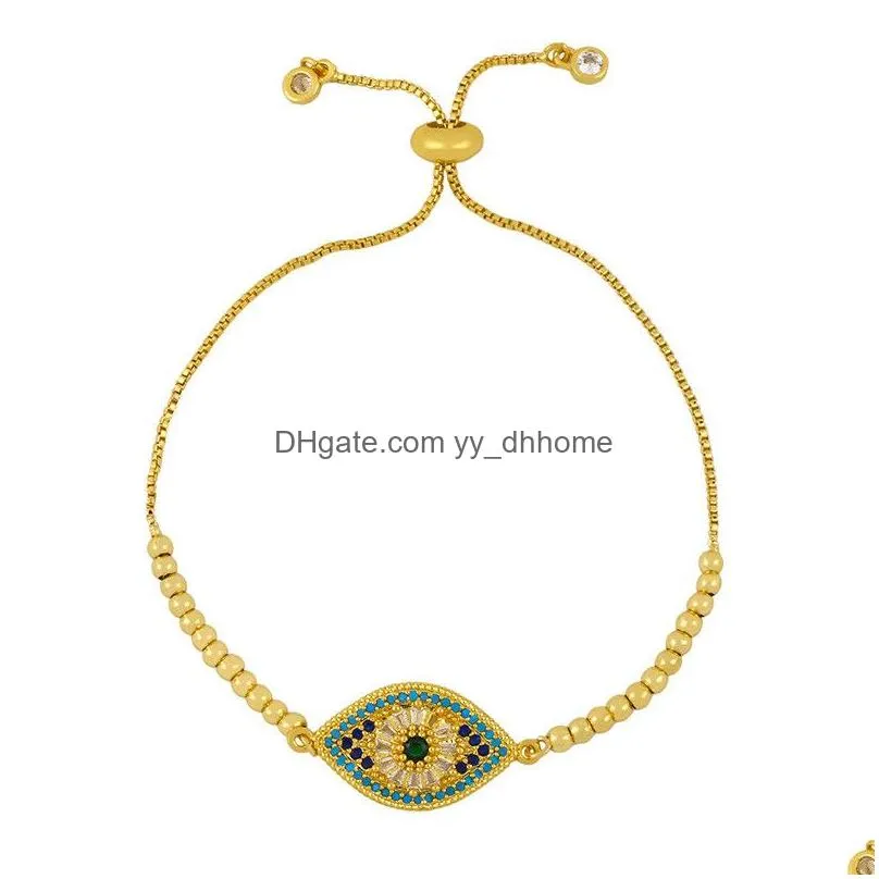 colorful crystal eye bracelet 18k gold chain pull adjustable gemstone diamond bracelets women fashion jewelry gift will and sandy
