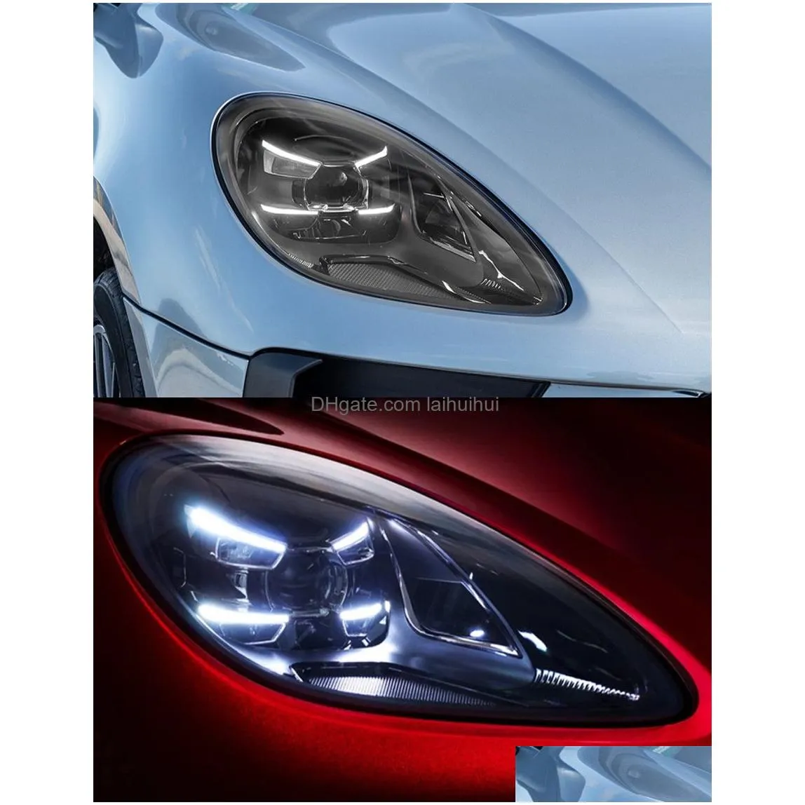 car headlights for porsche macan led headlight 2014-20 18 drl turn signal front light high beam lens driving lamp