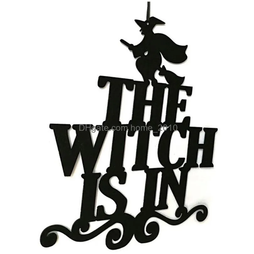 christmas decorations halloween party diy creative the witch is in hanging sign door decoration ornament gifts for party1