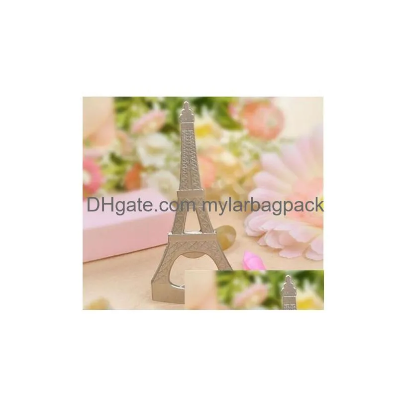100pcs /lot free shipping creative novelty home party items the eiffel tower bottle opener wedding favors,gift box packaging