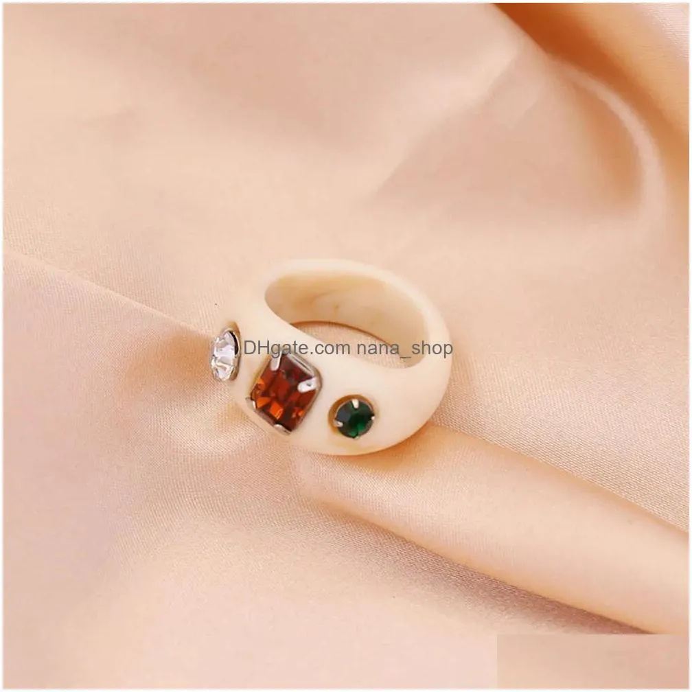 Multicolor Acrylic Fashionable and Personalized INS Ring, Unique Women`s Ring R09