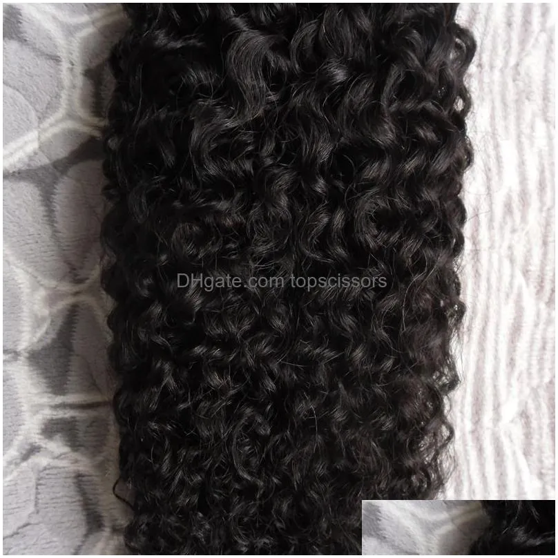 Natural Color afro kinky curly hair 100g Human Pre Bonded Fusion Hair I Tip Stick Keratin Double Drawn Remy Hair Extension1720057