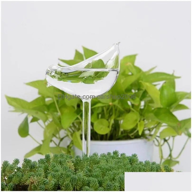 vases lovely glass waterer self watering globes bird shape hand blown clear aqua bulbs plant mushroom design223u