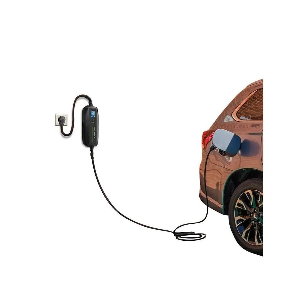 electric vehicle  equipment evse car type 2 portable ev charging box 3.6kw switchable 10/16a schuko plug with 6m drop deliv