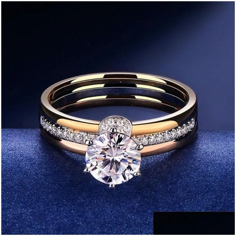 Band Rings Fashion Esigner Band Rings For Women 2 Colors Sier Shining Crystal Bling Diamond Cz Zircon Ring Party Wedding Jewelry Drop Otmqu