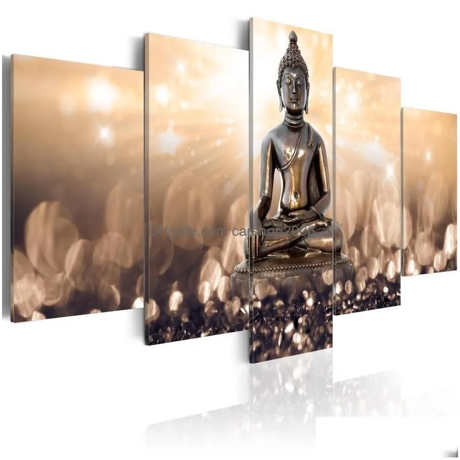 5pcsset unframed modern colorful buddha wall decor buddhism art oil painting print on canvas home decor canvas painting picture1425415