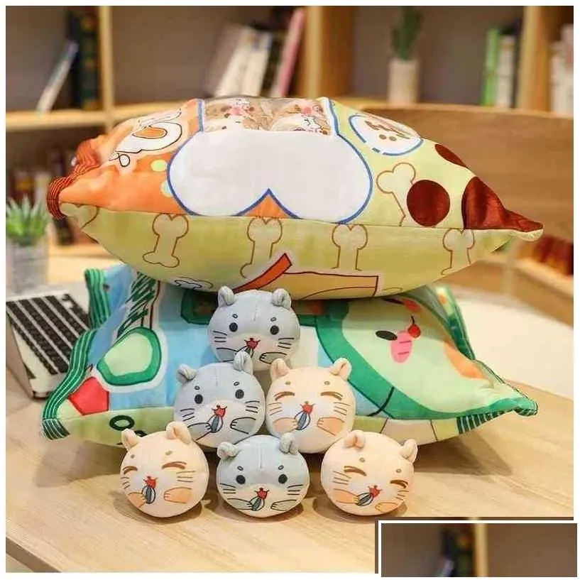 Plush Dolls Beautif A Plushie Bag Pudding Toys Totoro Dinosaur Cuddles Stuffed Soft Animals Cushion For Ldren Kids Fashion Gifts J22