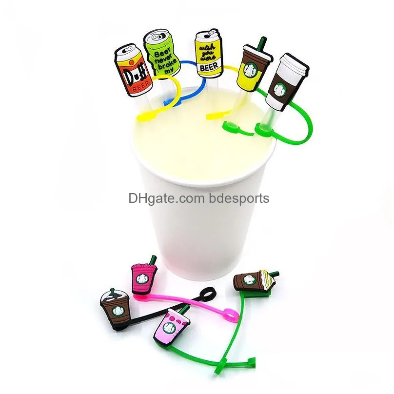 Fast DHL custom drinking straw topper silicone mold accessories cover charms for wholesale Reusable Splash Proof dust plug decorative 8mm straw party