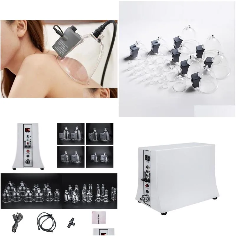 35 cups breast enlargement massager shaping vacuum cavitation system scrapping cupping lifting buttock machine negative