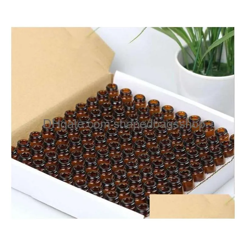 1000pcs 1ml amber glass essential oil bottle for sample storage perfume mini empty cosmetic dropper vial #386825