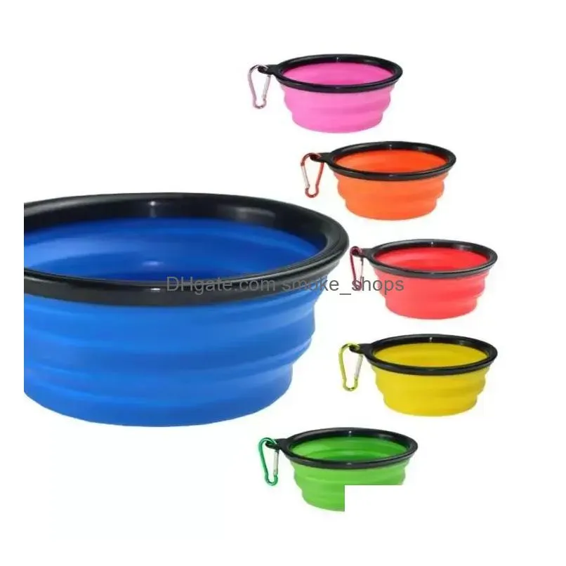 pet dog bowls folding portable dog food container silicone pet bowl puppy collapsible bowls pet feeding bowls with climbing buckle