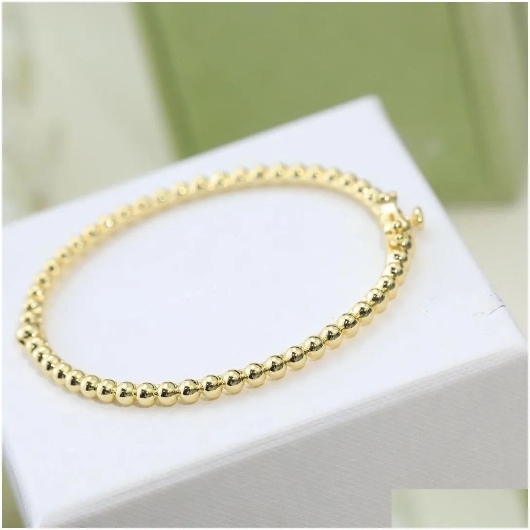 bracelets bangle brand designer perlee copper bead charm three colors rose yellow white gold bangles for women jewelry with box party