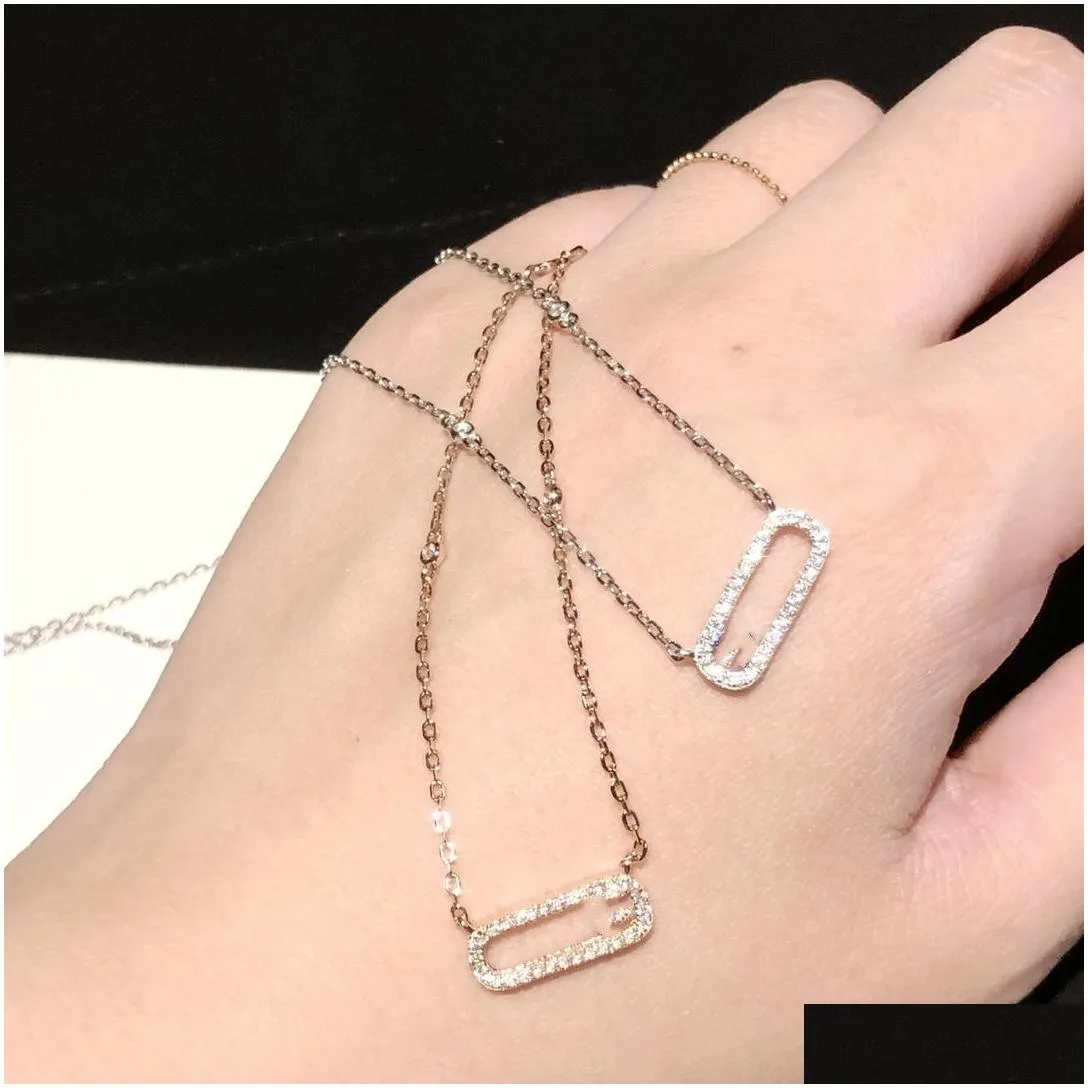 luxury pendant necklace classic move uno brand designer top s925 sterling silver move zircon hollow square charm choker for women jewelry party