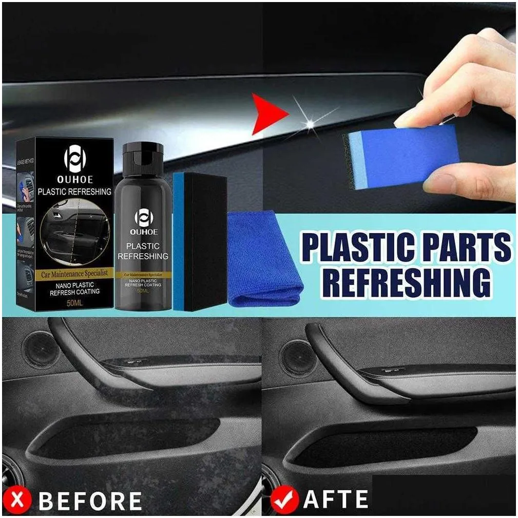 new car maintenance specialist plastic refresh coating refurbish agent cleaning products restorer cleaner with sponge towel kit
