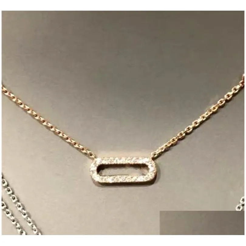 luxury pendant necklace classic move uno brand designer top s925 sterling silver move zircon hollow square charm choker for women jewelry party