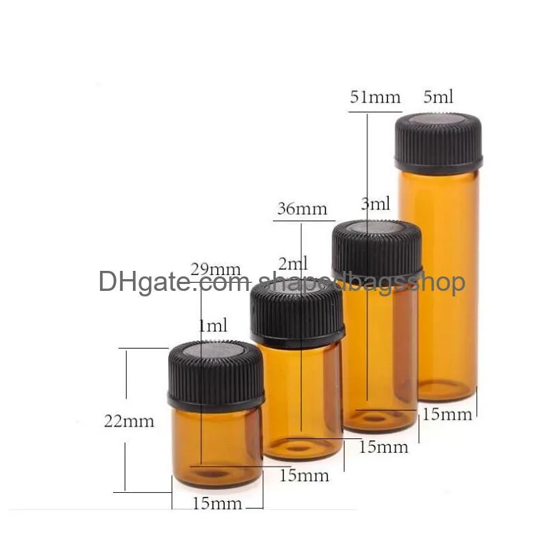 1000pcs 1ml amber glass essential oil bottle for sample storage perfume mini empty cosmetic dropper vial #386825