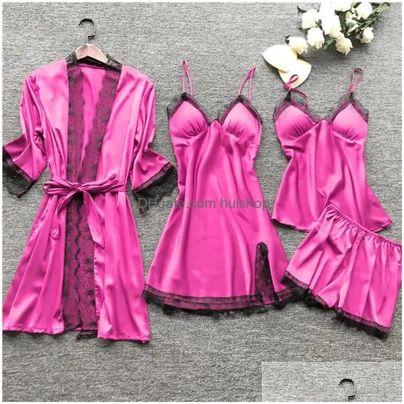 womens sleepwear silk women nightdress lace dress robe pajamas set satin underwear for full coverage negligee lingerie sexy