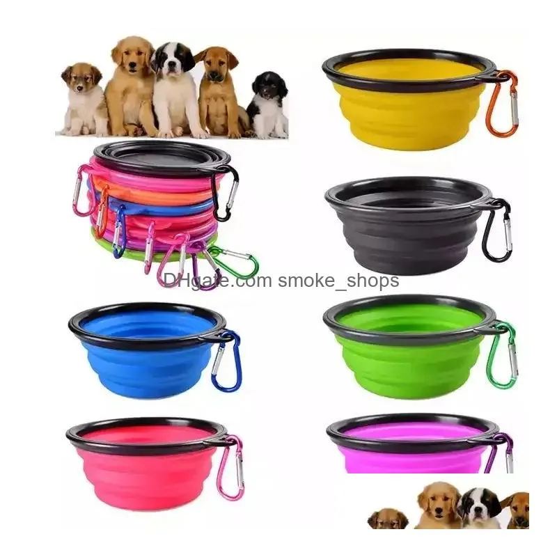 pet dog bowls folding portable dog food container silicone pet bowl puppy collapsible bowls pet feeding bowls with climbing buckle