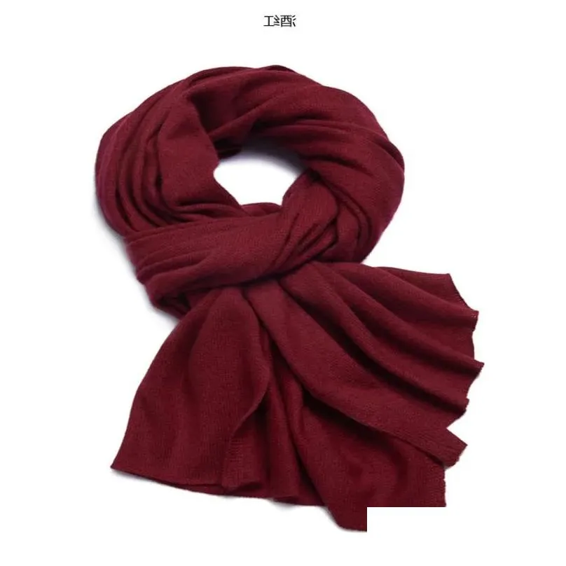 Scarves High End Scarf For Women With Double-Sided Solid Color Knitted Versatile Mens 100 Cashmere Drop Delivery Fashion Accessories H Otrj5