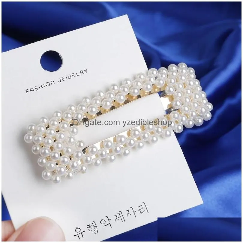 korean ins fashion 8pcs pearl hair clips set metal hair pins gold color barrette hairpin beauty styling tools accessories323s