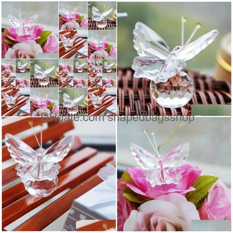free shipping + choice crystal collection precious butterfly souvenir wedding decorations party favors promotional gift wholesale