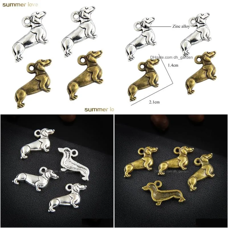 arrival lovely dog pendants jewelry charm fit necklace bracelets keychain sliver gold color jewelry charm for diy making