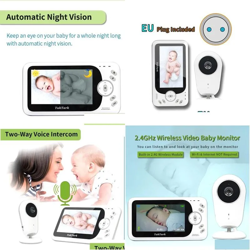 4.3 inch wireless video baby monitor sitter portable baby nanny security camera ir led night vision intercomax3t