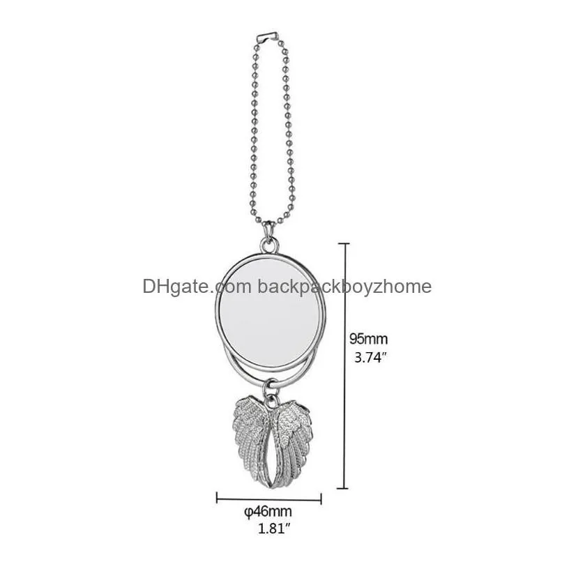 Christmas Decorations Ups Sublimation Wings Keychains Pendants Blanks Car Pendant Angel Wing Mirror Hanging Charm Ornaments Drop Del
