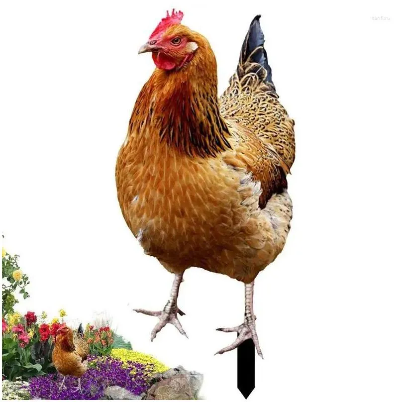 garden decorations outdoor chicken decor 2d acrylic hen statue standing ornament for patio backyard lawn yard and