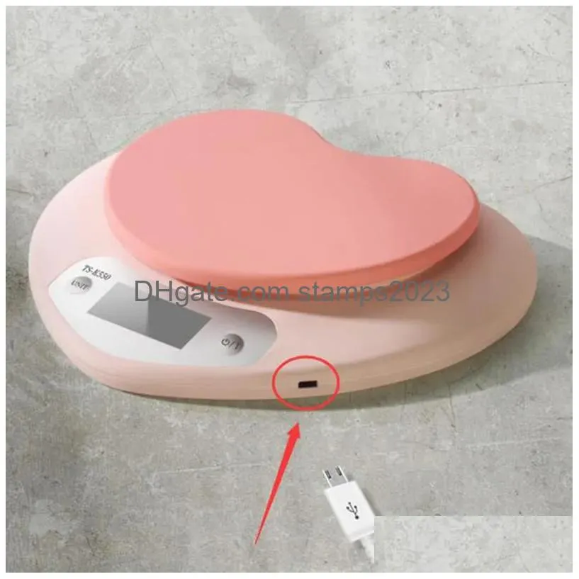 wholesale pink heart mini electronic digital scales kitchen scale accurate gram weighing baking scale 2000g/0.1g