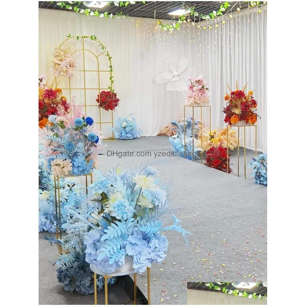 party decoration 4pcs metal rectangle arch frame stage wedding home backdrop decor artificial flower vase cake food craft display rack