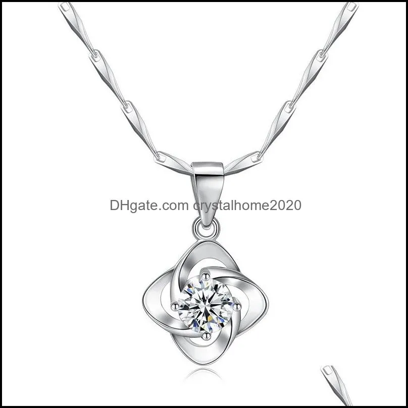 nehzy 925 sterling silver woman fashion jewelry high quality crystal zircon four leaf clover pendant necklace length 45cm 507 b3
